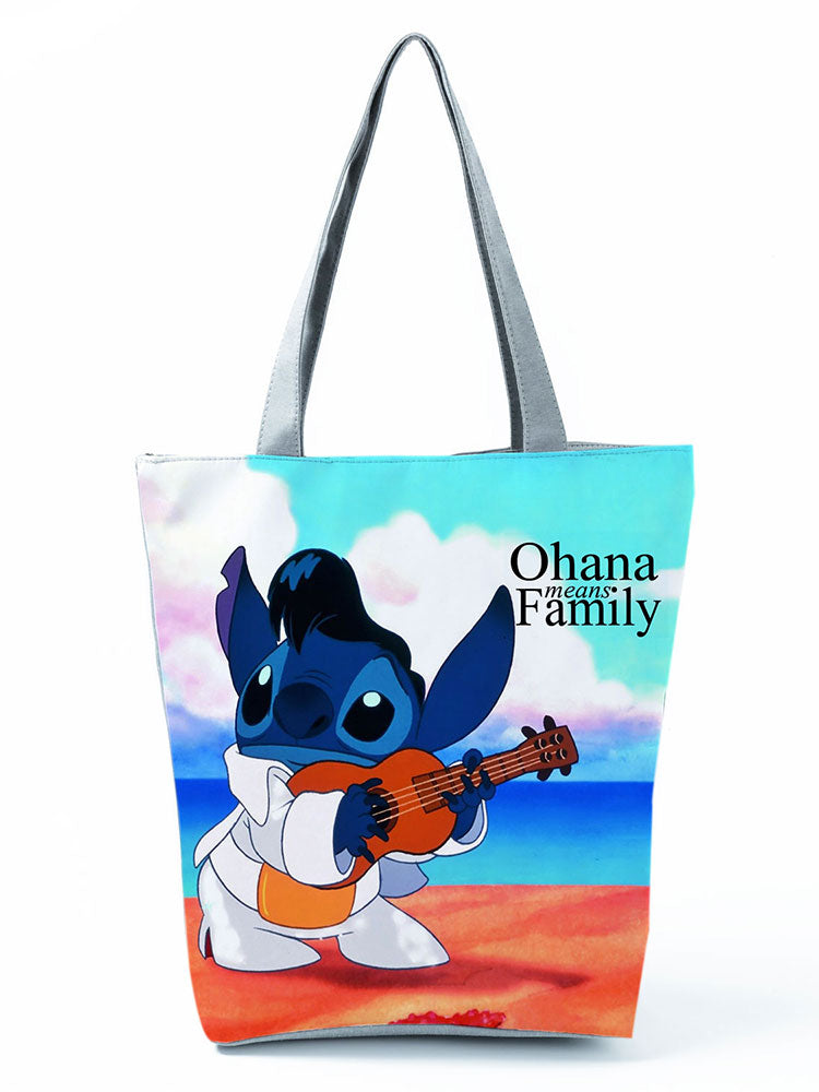 Lilo Stitch Printed Handbag Disney Animation High Capacity Reusable Shoppaing Bag Cartoon Beach Tote Bag Wholesale Dropshipping