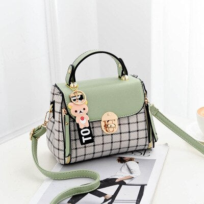 OkoLive SB0046 Korean New Fashion Women School Cute Litter Bear PU Leather Waterproof Handbag Simple Women's Shoulder Bag