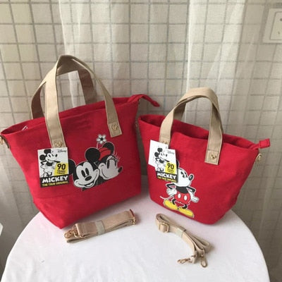 Disney Mickey Mouse Lady Canvas Crossbody Shoulder Bag Cartoon Fashion Minnie Handbag Large Capacity Shopping + Book Bag