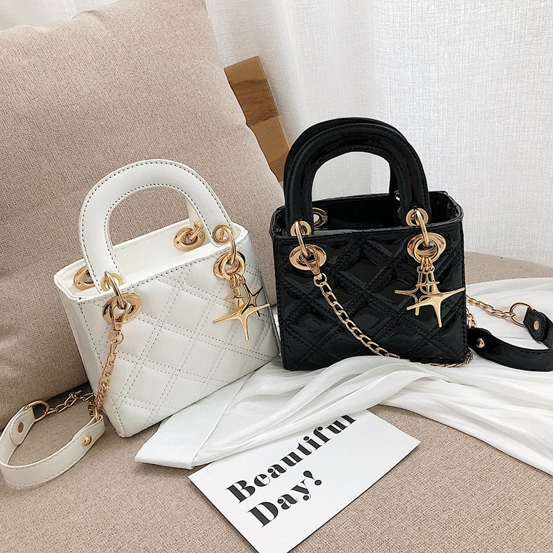 2022 New Women's Bag PU Leather Simple Color Shoulder Bag Chain Messenger Bag Wild Fashion Shoulder Bag