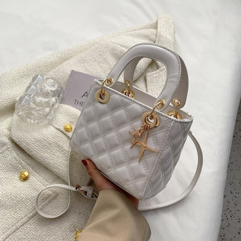 2022 New Women's Bag PU Leather Simple Color Shoulder Bag Chain Messenger Bag Wild Fashion Shoulder Bag