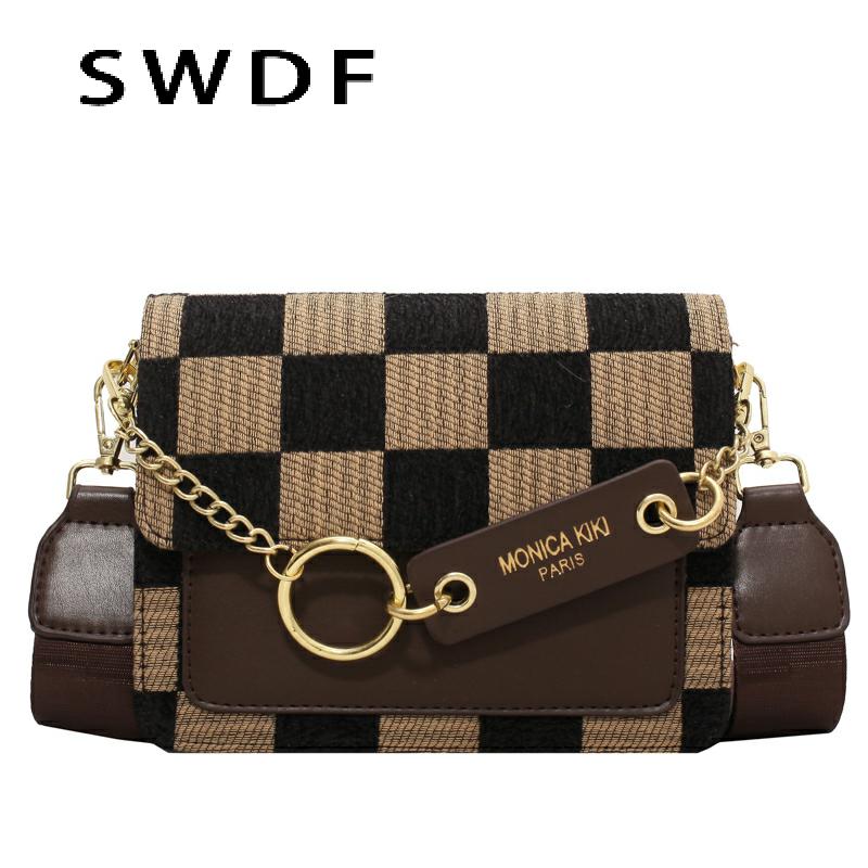 SWDF New Luxury Designer Small Nylon Shopper Shoulder Crossbody Sling Bags for Women 2022 Woman Branded Trending Chain Handbags