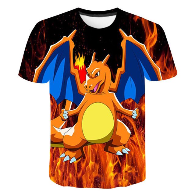2021Summer New Cute Interesting Men Women T Shirt Pokemon Print Polyester 3D T-Shirt Summer Harajuku Boys Animation Clothing