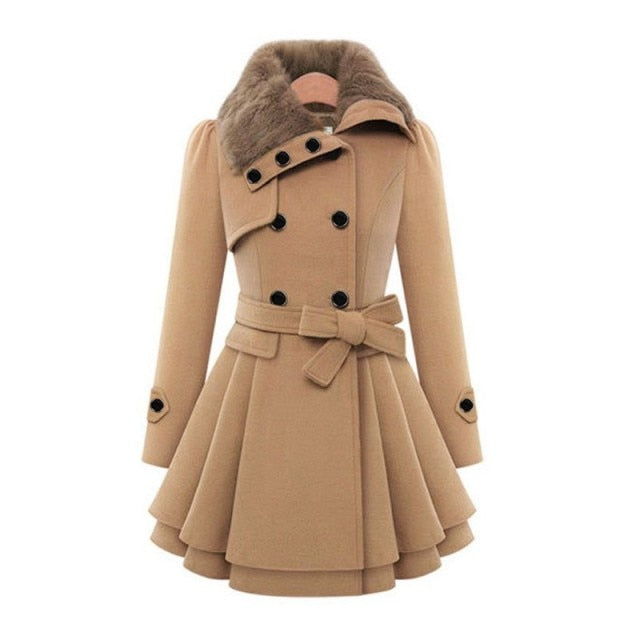 5XL Winter Jackets Women Wool Coat Women Windbreaker Warm Outwear Button Closure Asymmetrical Hem Cloak Coat Abrigos Mujer