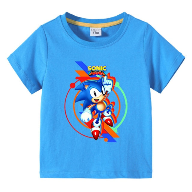 New 2020 Cool Cartoon Sonic T-shirt Kids Summer T Shirt Youth Boys Girls Tshirt Casual Top Tee children's clothing for boy Girl