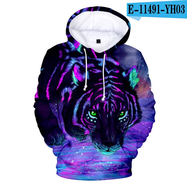 Lovers Hoodies Mens 3D print Tiger Hoodies Boys Sweatshirt child Harajuku Hip hop Spring Tiger Pullovers men's Clothing big size