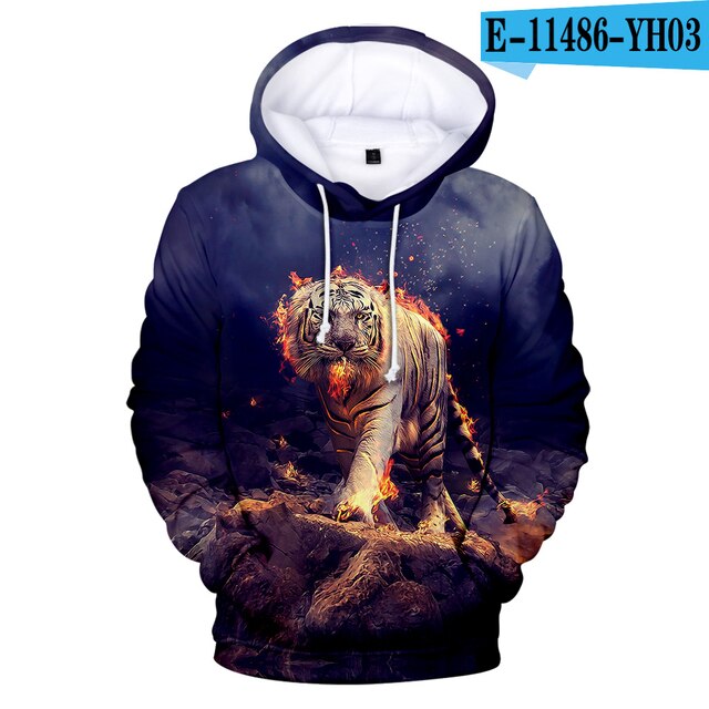 Lovers Hoodies Mens 3D print Tiger Hoodies Boys Sweatshirt child Harajuku Hip hop Spring Tiger Pullovers men's Clothing big size