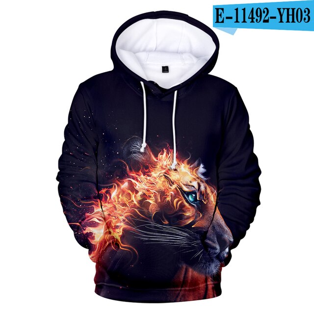 Lovers Hoodies Mens 3D print Tiger Hoodies Boys Sweatshirt child Harajuku Hip hop Spring Tiger Pullovers men's Clothing big size
