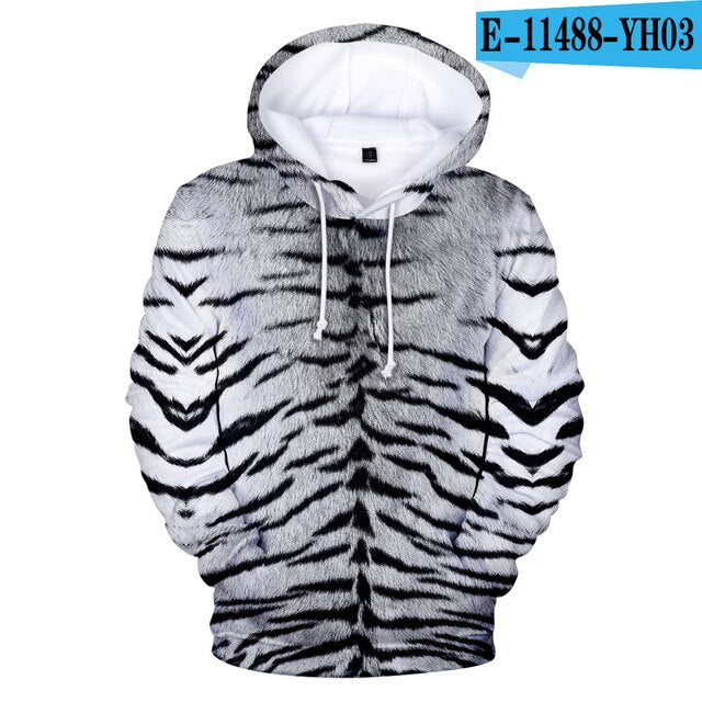 Lovers Hoodies Mens 3D print Tiger Hoodies Boys Sweatshirt child Harajuku Hip hop Spring Tiger Pullovers men's Clothing big size