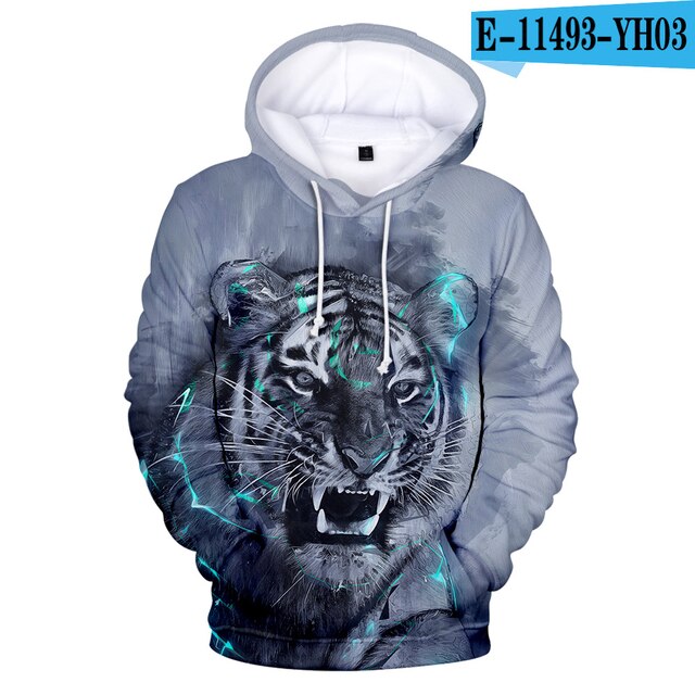 Lovers Hoodies Mens 3D print Tiger Hoodies Boys Sweatshirt child Harajuku Hip hop Spring Tiger Pullovers men's Clothing big size