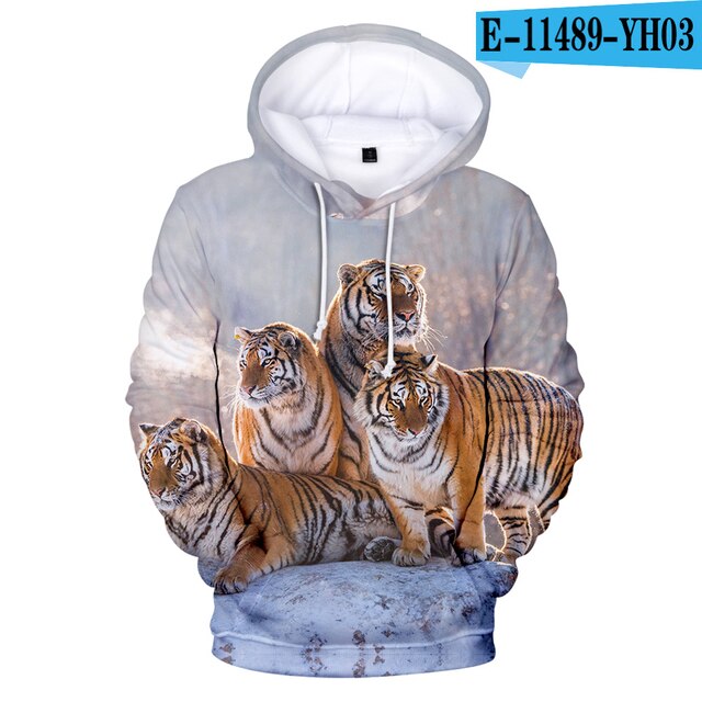 Lovers Hoodies Mens 3D print Tiger Hoodies Boys Sweatshirt child Harajuku Hip hop Spring Tiger Pullovers men's Clothing big size