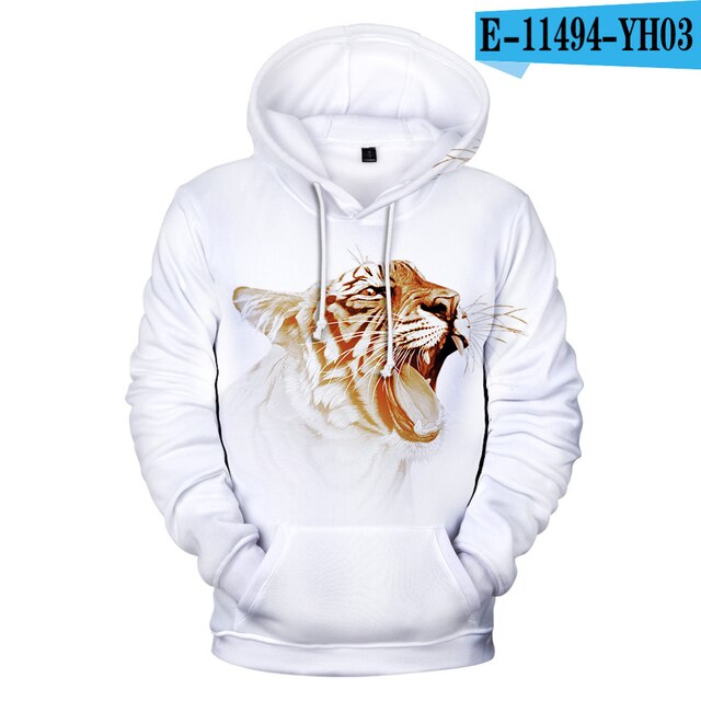 Lovers Hoodies Mens 3D print Tiger Hoodies Boys Sweatshirt child Harajuku Hip hop Spring Tiger Pullovers men's Clothing big size