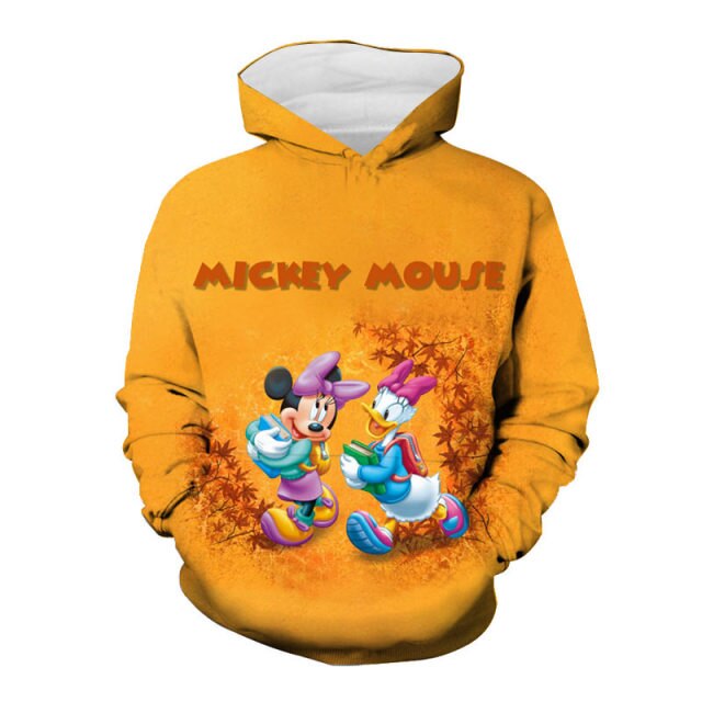 Disney Mickey Mouse Men Hoodies Cartoon Anime 3D Print Fashion Baby Boy Girl Kids Sweatshirts Oversized Women Clothing Tops