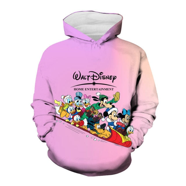 Disney Mickey Mouse Men Hoodies Cartoon Anime 3D Print Fashion Baby Boy Girl Kids Sweatshirts Oversized Women Clothing Tops