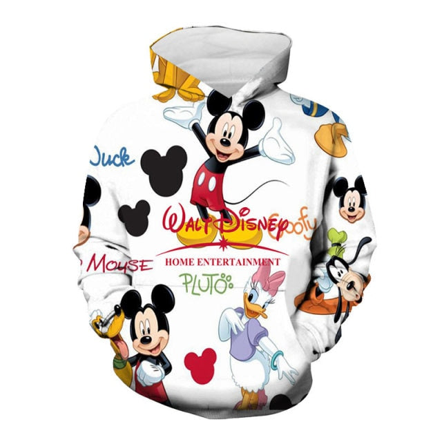 Disney Mickey Mouse Men Hoodies Cartoon Anime 3D Print Fashion Baby Boy Girl Kids Sweatshirts Oversized Women Clothing Tops