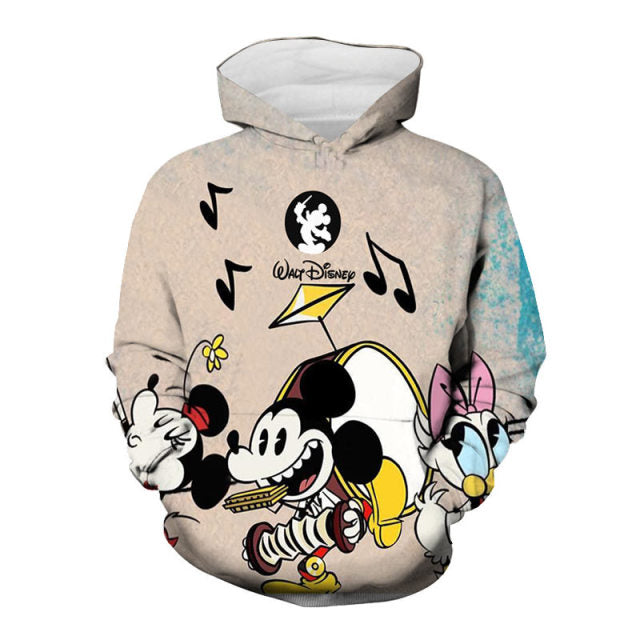 Disney Mickey Mouse Men Hoodies Cartoon Anime 3D Print Fashion Baby Boy Girl Kids Sweatshirts Oversized Women Clothing Tops