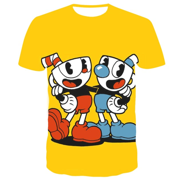 3D Cuphead Mugman Kids T-Shirt Print Girls Funny Clothes Boys Children Tops Kids Clothes Baby Tshirts Men Women Clothing T-shirt