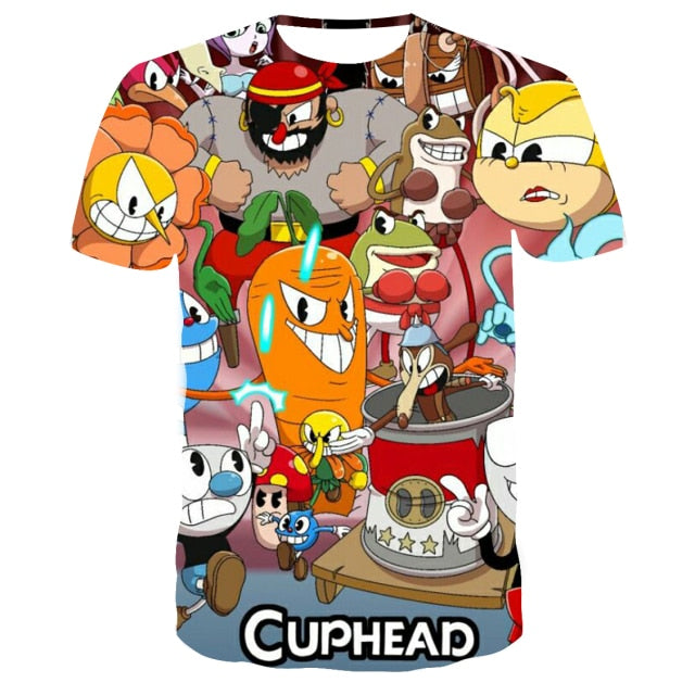 3D Cuphead Mugman Kids T-Shirt Print Girls Funny Clothes Boys Children Tops Kids Clothes Baby Tshirts Men Women Clothing T-shirt