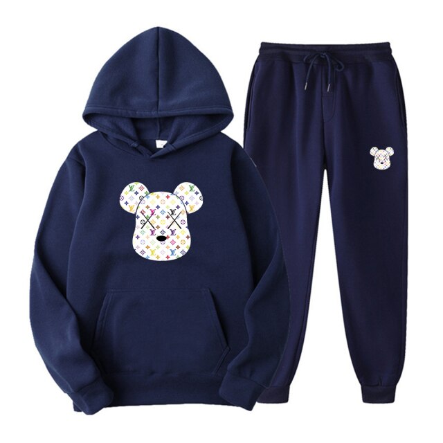 Men Women Tracksuits Set Printed Hoodies + Pants  Pullover Casual Fleece Sweatshirt Streetwear Brand Clothing Sweater Pullover