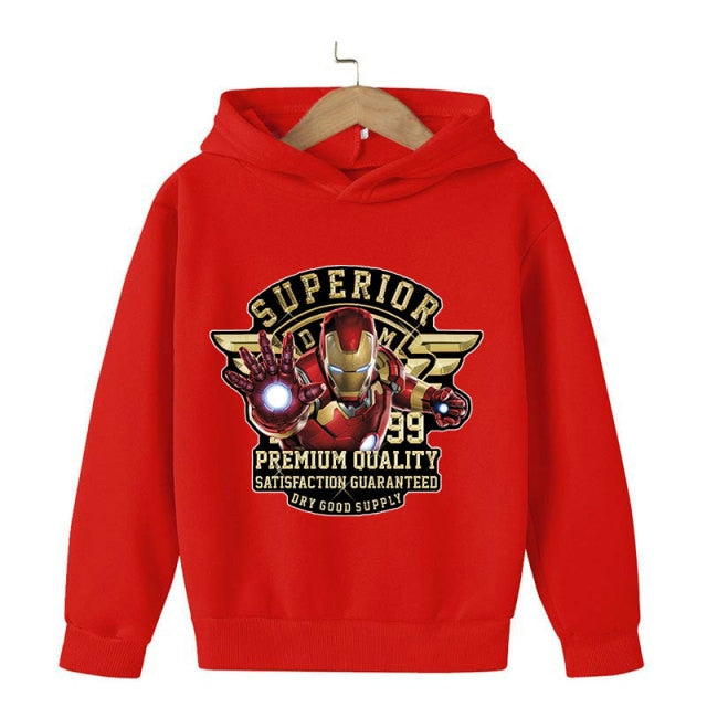 New Winter Iron Man clothing Boy Winter hoodies School clothes girls Sweatshirt Children's Outerwear Outdoor Leisure 4-14T