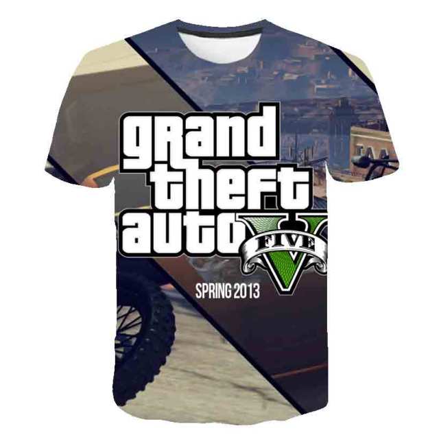 Grand Theft Auto Game GTA 5 Boys Summer T Shirts Cool GTA5 Men TShirt Colorful 3D Print T-shirt Tee Shirt Funny Clothing