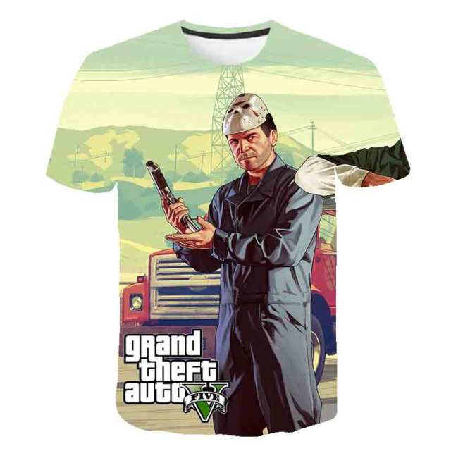 Grand Theft Auto Game GTA 5 Boys Summer T Shirts Cool GTA5 Men TShirt Colorful 3D Print T-shirt Tee Shirt Funny Clothing