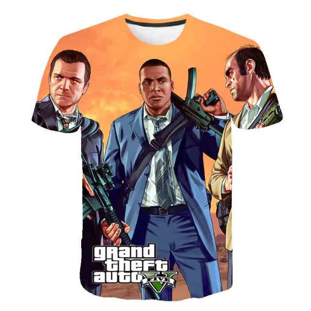 Grand Theft Auto Game GTA 5 Boys Summer T Shirts Cool GTA5 Men TShirt Colorful 3D Print T-shirt Tee Shirt Funny Clothing
