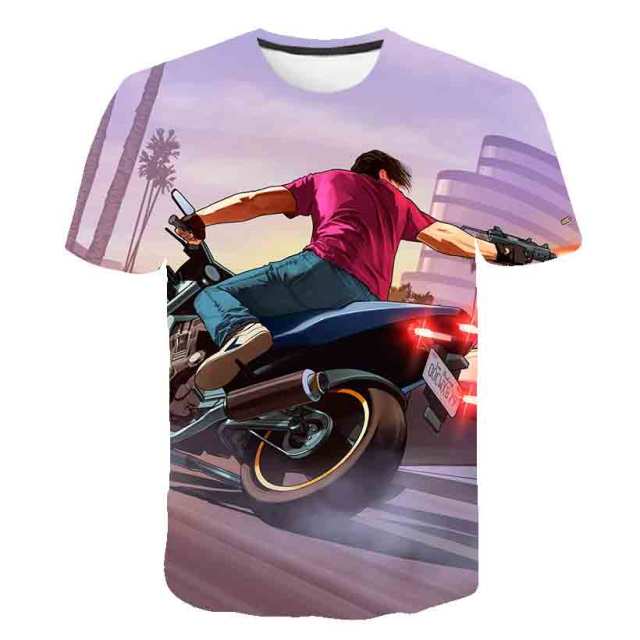 Grand Theft Auto Game GTA 5 Boys Summer T Shirts Cool GTA5 Men TShirt Colorful 3D Print T-shirt Tee Shirt Funny Clothing