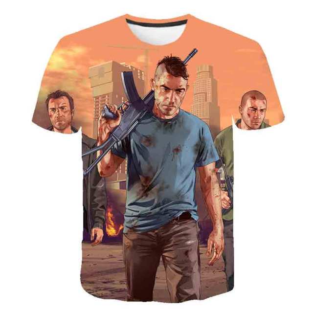 Grand Theft Auto Game GTA 5 Boys Summer T Shirts Cool GTA5 Men TShirt Colorful 3D Print T-shirt Tee Shirt Funny Clothing