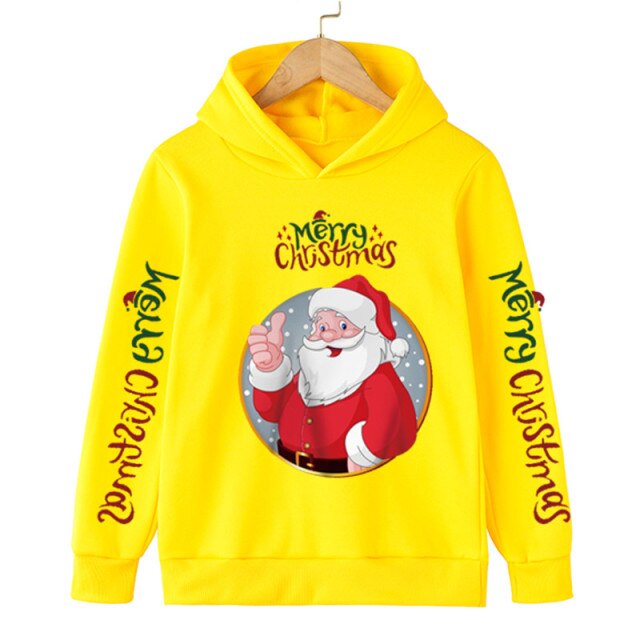 New Santa sweater cartoon blouse Merry Christmas old man hoodie cotton children's clothing children boy clothes 4-14 years 2022