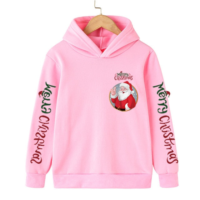 New Santa sweater cartoon blouse Merry Christmas old man hoodie cotton children's clothing children boy clothes 4-14 years 2022