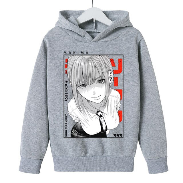 Japanese Anime Chainsaw Man Makima Anime Kids hoodies Fashion Boys/girls Long Sleeve cartoon Sweatshirt anime Harajuku Clothing
