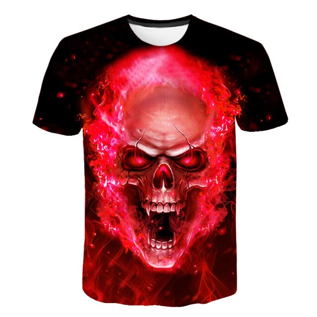 Fashion Summer Horror Skull 3D Print Men's T-Shirt O-Neck Short Sleeve Casual Breathable Oversized Male T Shirt Top Men Clothing