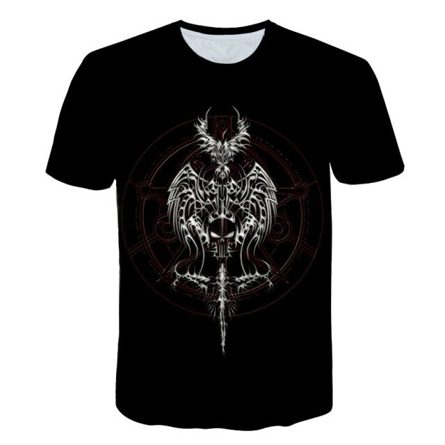 Fashion Summer Horror Skull 3D Print Men's T-Shirt O-Neck Short Sleeve Casual Breathable Oversized Male T Shirt Top Men Clothing