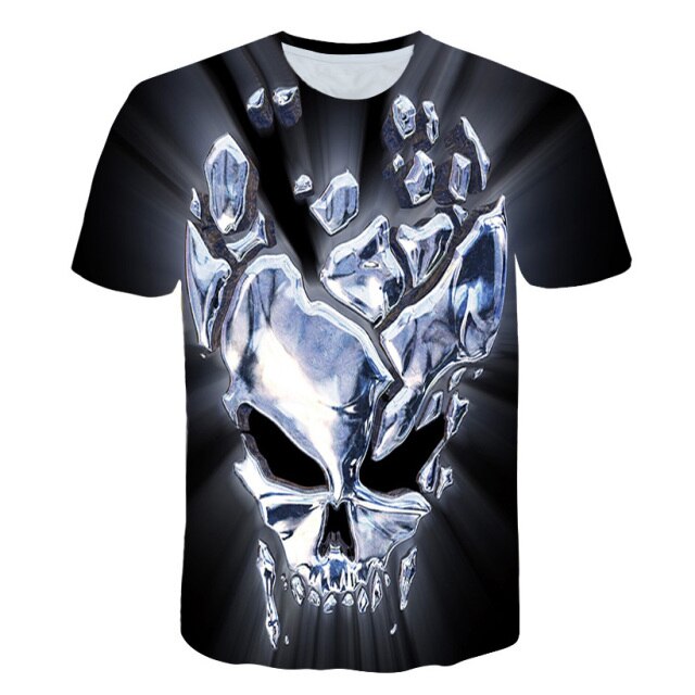 Fashion Summer Horror Skull 3D Print Men's T-Shirt O-Neck Short Sleeve Casual Breathable Oversized Male T Shirt Top Men Clothing