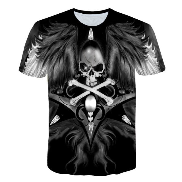 Fashion Summer Horror Skull 3D Print Men's T-Shirt O-Neck Short Sleeve Casual Breathable Oversized Male T Shirt Top Men Clothing