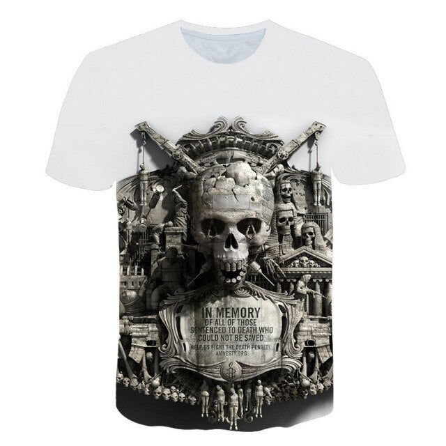 Fashion Summer Horror Skull 3D Print Men's T-Shirt O-Neck Short Sleeve Casual Breathable Oversized Male T Shirt Top Men Clothing