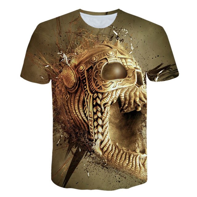 Fashion Summer Horror Skull 3D Print Men's T-Shirt O-Neck Short Sleeve Casual Breathable Oversized Male T Shirt Top Men Clothing
