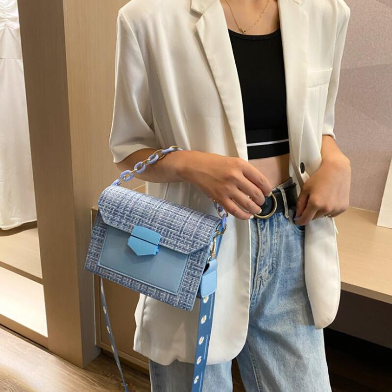 New Wide Strap Shoulder Bags for Women 2022 Designer Lady Handbags and Purses Chain Messenger Female Crossbody Bags sac a main