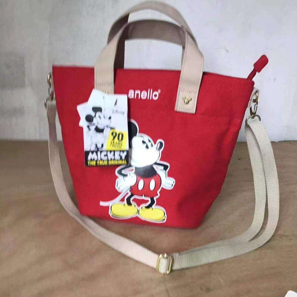 Disney Mickey Mouse Lady Canvas Crossbody Shoulder Bag Cartoon Fashion Minnie Handbag Large Capacity Shopping + Book Bag