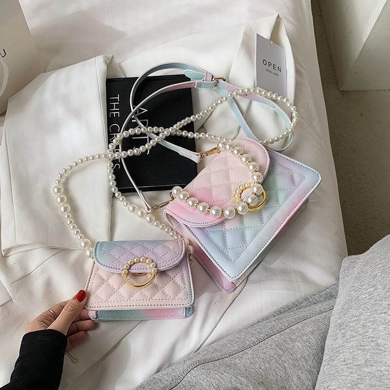 SWDF PU Leather Gradient r Crossbody Bags for Women 2021New Fashion Small Shoulder Bag Female Handbags and Purses Travel Bags