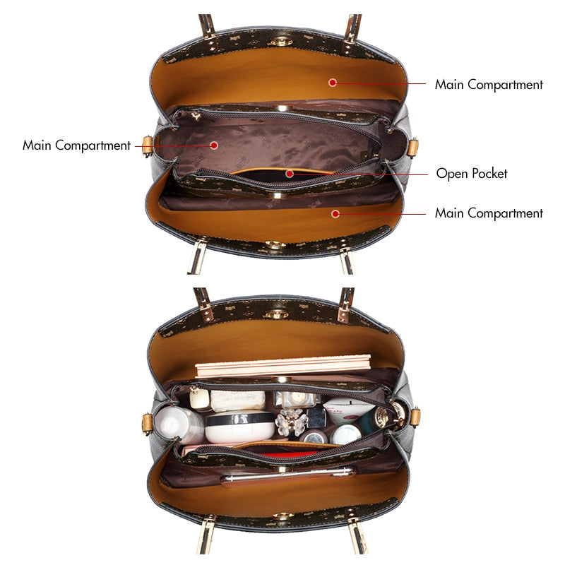 FOXER Signature Handbag Women Fall Winter Crossbody Bag PVC Leather Monogram Vintage Stylish Lady Shoulder Bag Large Capacity