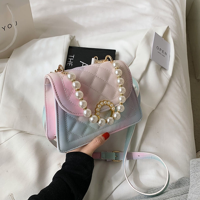 SWDF PU Leather Gradient r Crossbody Bags for Women 2021New Fashion Small Shoulder Bag Female Handbags and Purses Travel Bags