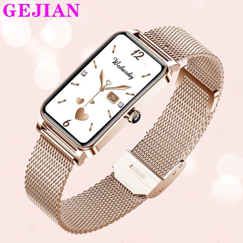 GEJIAN Fashion Smart Watch Women Watches Heart Rate Monitor Call reminder Bluetooth Ladies smartwatch woman For IOS Android +Box