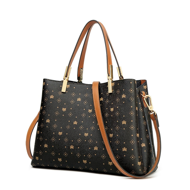 FOXER Signature Handbag Women Fall Winter Crossbody Bag PVC Leather Monogram Vintage Stylish Lady Shoulder Bag Large Capacity