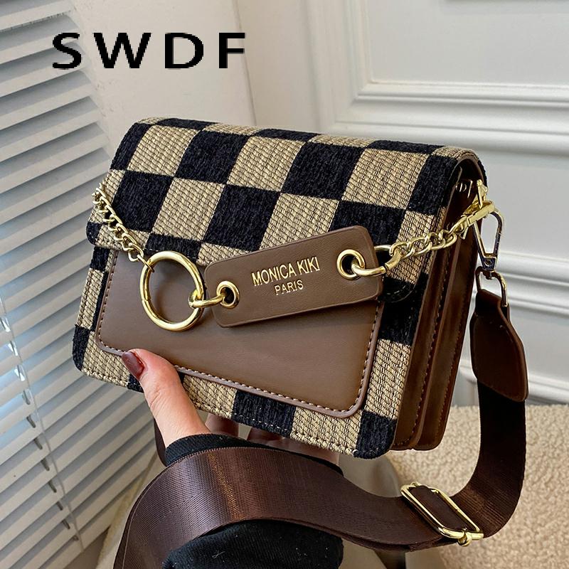 SWDF New Luxury Designer Small Nylon Shopper Shoulder Crossbody Sling Bags for Women 2022 Woman Branded Trending Chain Handbags