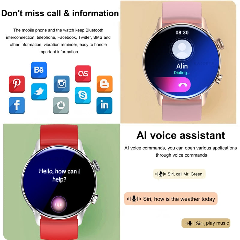 2022 Bluetooth Call Ladies Smart Watch Men Full Touch Screen Heart Rate Monitor Fitness Watches Smartwatch For Android IOS Women