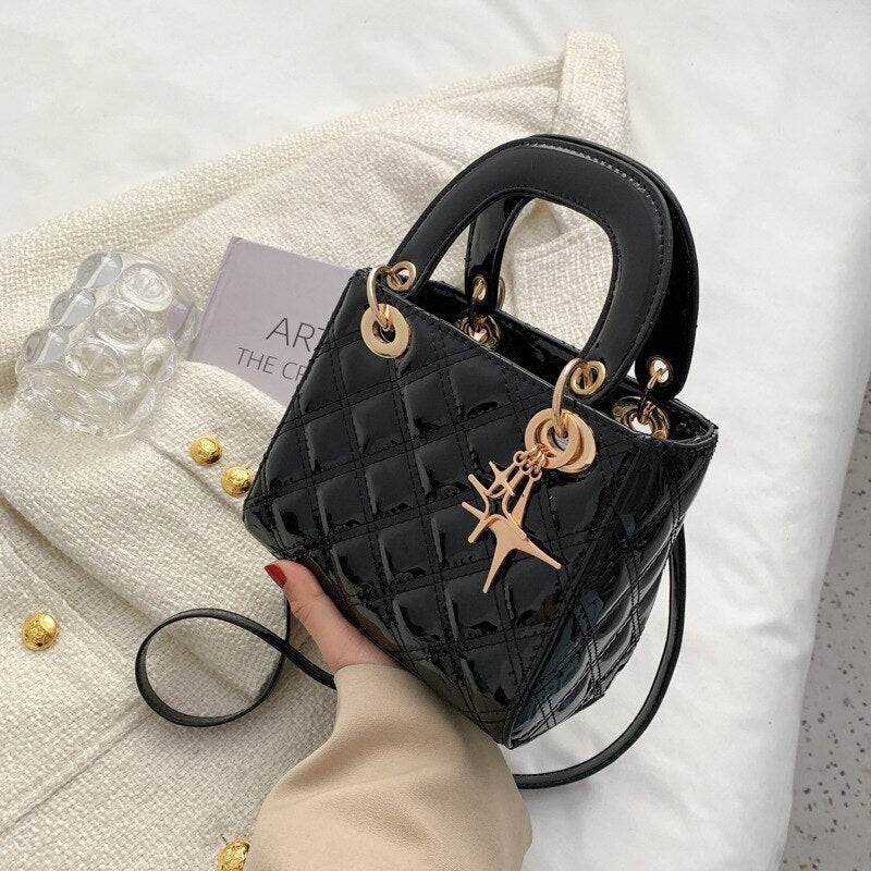 2022 New Women's Bag PU Leather Simple Color Shoulder Bag Chain Messenger Bag Wild Fashion Shoulder Bag