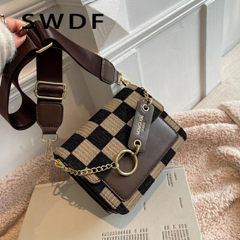 SWDF New Luxury Designer Small Nylon Shopper Shoulder Crossbody Sling Bags for Women 2022 Woman Branded Trending Chain Handbags