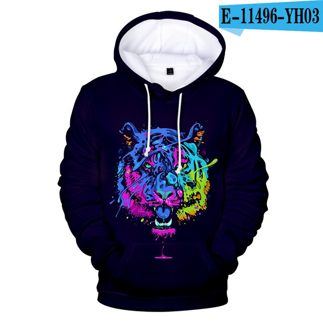 Lovers Hoodies Mens 3D print Tiger Hoodies Boys Sweatshirt child Harajuku Hip hop Spring Tiger Pullovers men's Clothing big size